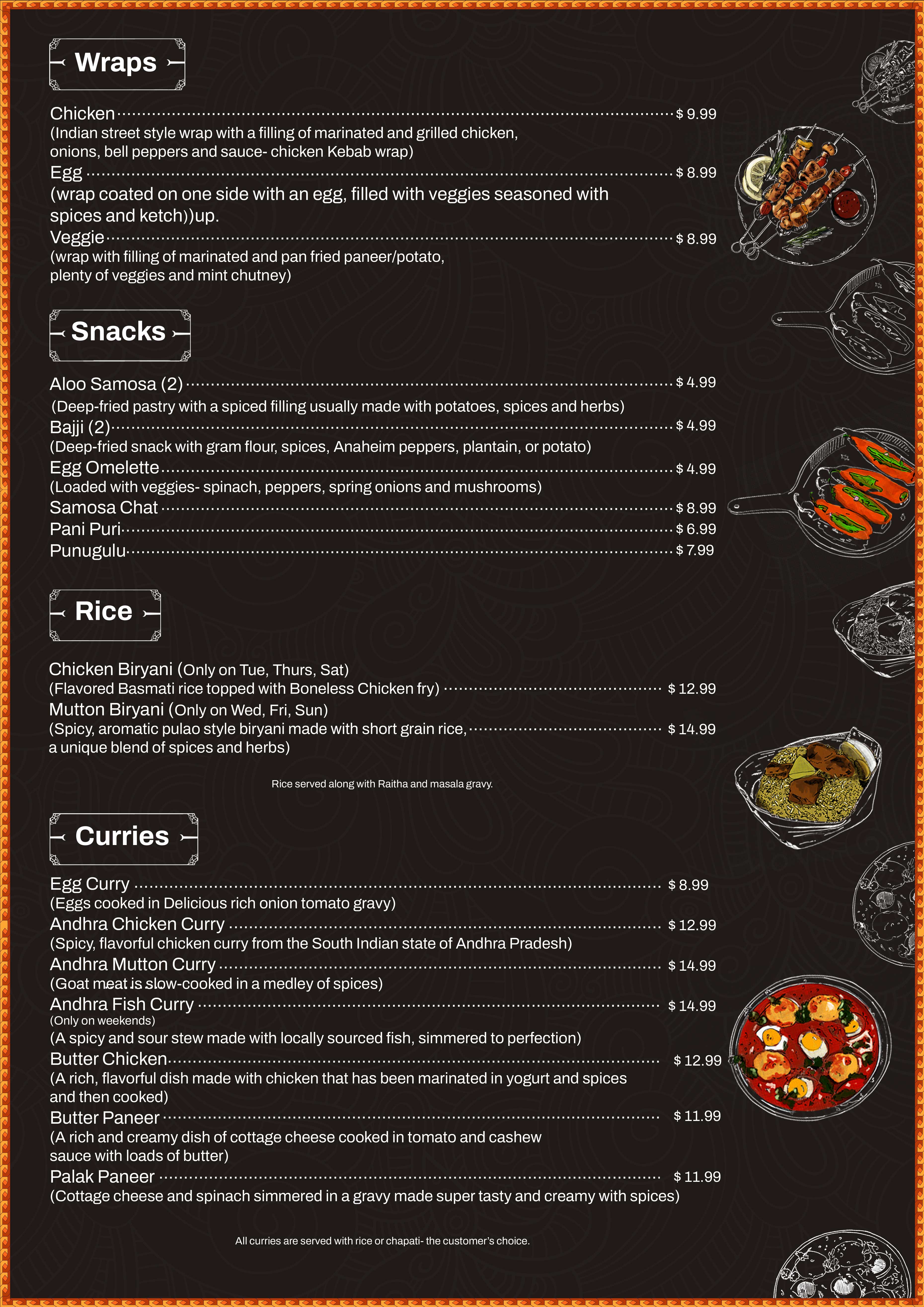 annapurna-tiffins food menu